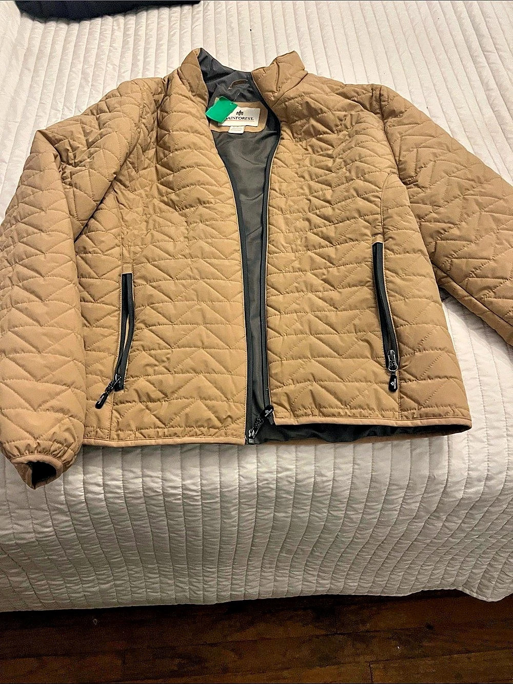 Rainforest Quilted Puffer Jacket in Brown Size Medium NWT
